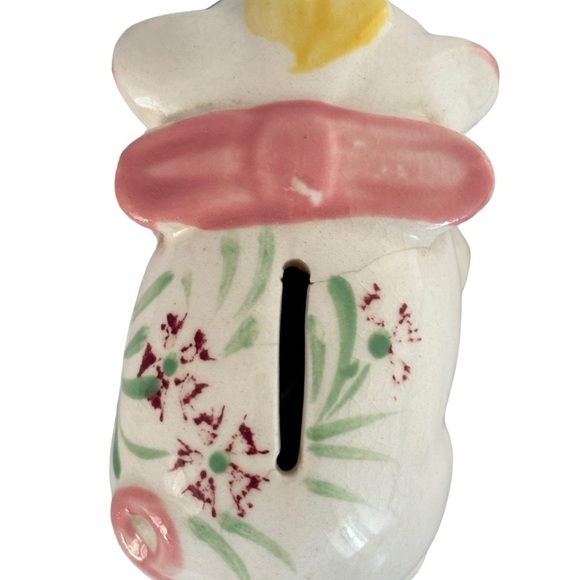 VTG Kitch Hand Painted Ceramic Piggy Coin Bank Floral Japan Mid Century Modern - Picture 9 of 15